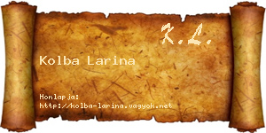 Kolba Larina névjegykártya